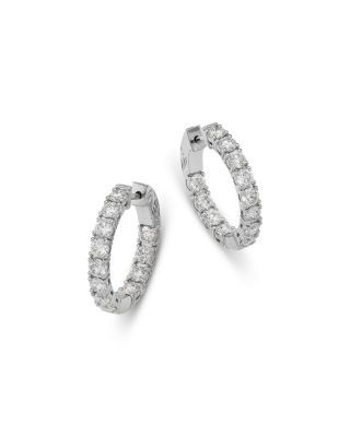 Bloomingdale's Fine Collection Luxe Collection Certified Lab Grown Diamond Inside Out Hoop Earrings in 14K White Gold, 4.0 tcw