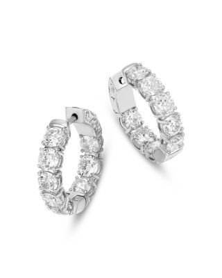 Bloomingdale's Fine Collection Luxe Collection Certified Lab Grown Diamond Inside Out Hoop Earrings in 14K White Gold, 6.0 tcw