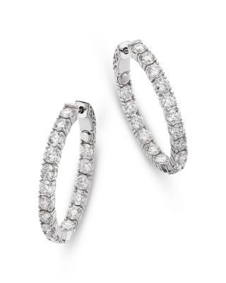 Bloomingdale's Fine Collection Luxe Collection Certified Lab Grown Diamond Inside Out Hoop Earrings in 14K White Gold, 5.0 tcw