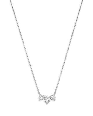 Bloomingdale's Fine Collection Luxe Collection Certified Lab Grown Diamond Three Stone Pendant Necklace in 14K White Gold, 1.0 tcw