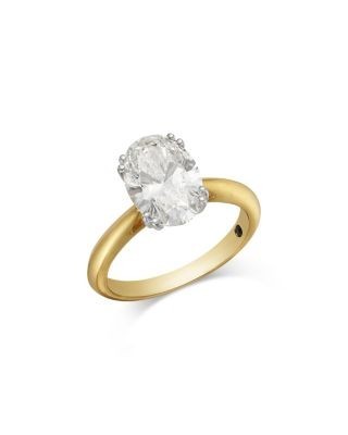 Bloomingdale's Fine Collection Luxe Collection Certified Lab Grown Diamond Oval Solitaire Engagement Ring in 18K Yellow Gold, 3.15 tcw