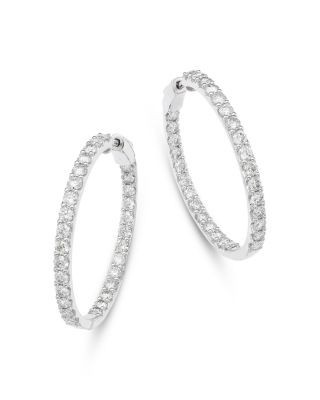 Bloomingdale's Fine Collection Diamond Inside Out Hoop Earrings in 14K White Gold, 5.0 tcw