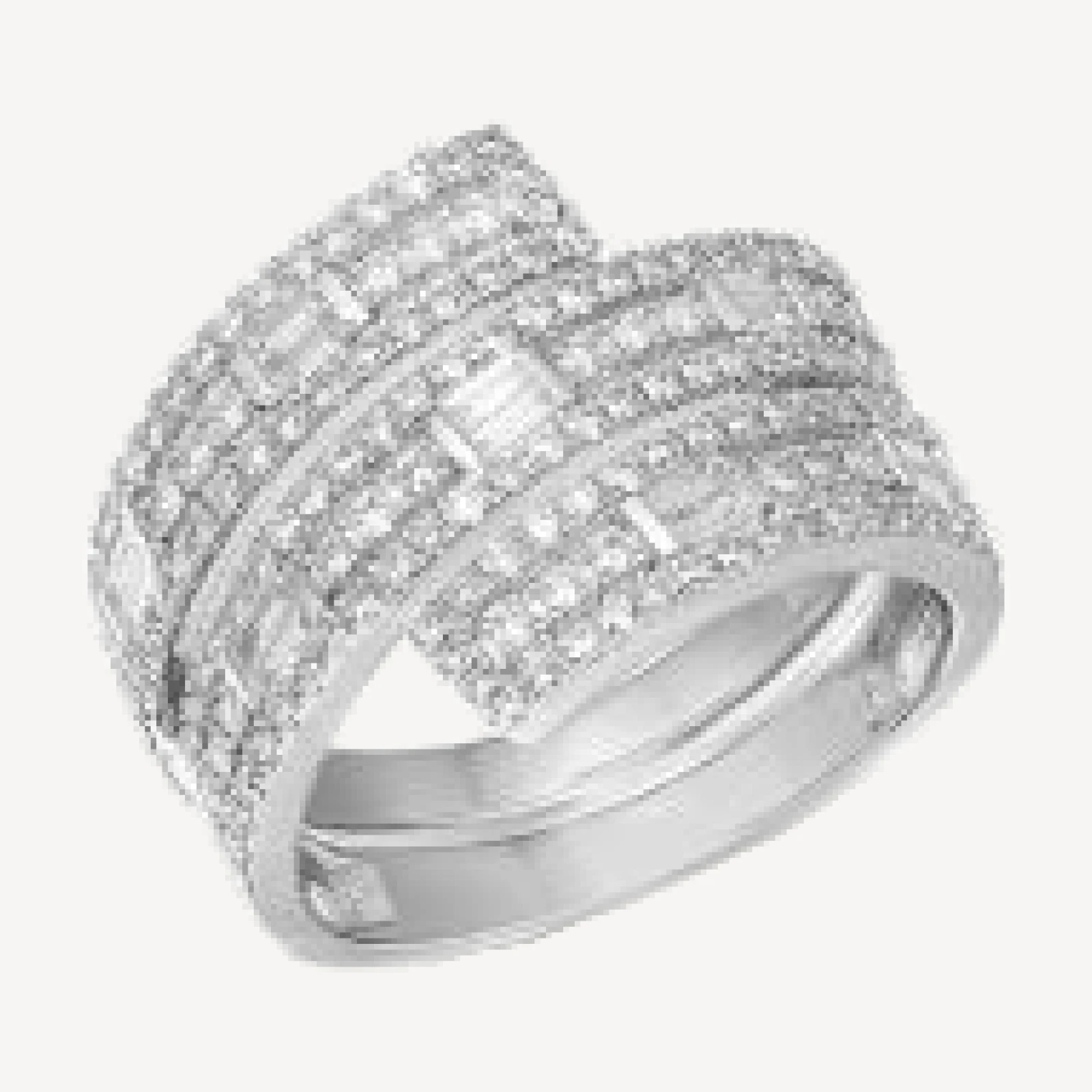 Bloomingdale's Fine Collection Diamond Round & Baguette Multirow Bypass Ring in 14K White Gold, 1.0 tcw