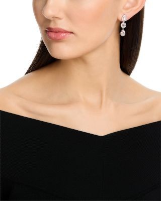 Bloomingdale's Fine Collection Diamond Round & Baguette Cluster Drop Earrings in 14K White Gold, 1.50 tcw