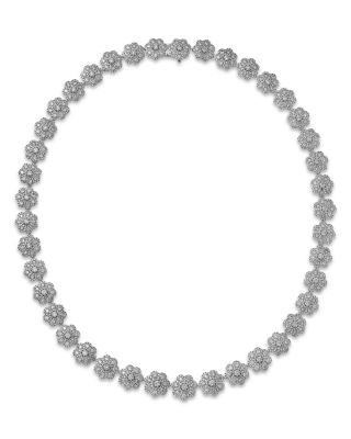 Bloomingdale's Fine Collection Luxe Collection Diamond Flower Collar Necklace in 14K White Gold, 12.0 tcw