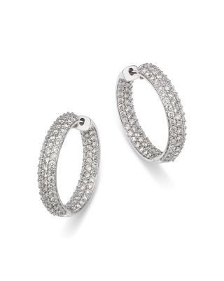 Bloomingdale's Fine Collection Diamond Inside Out Hoop Earrings in 14K White Gold, 3.0 tcw