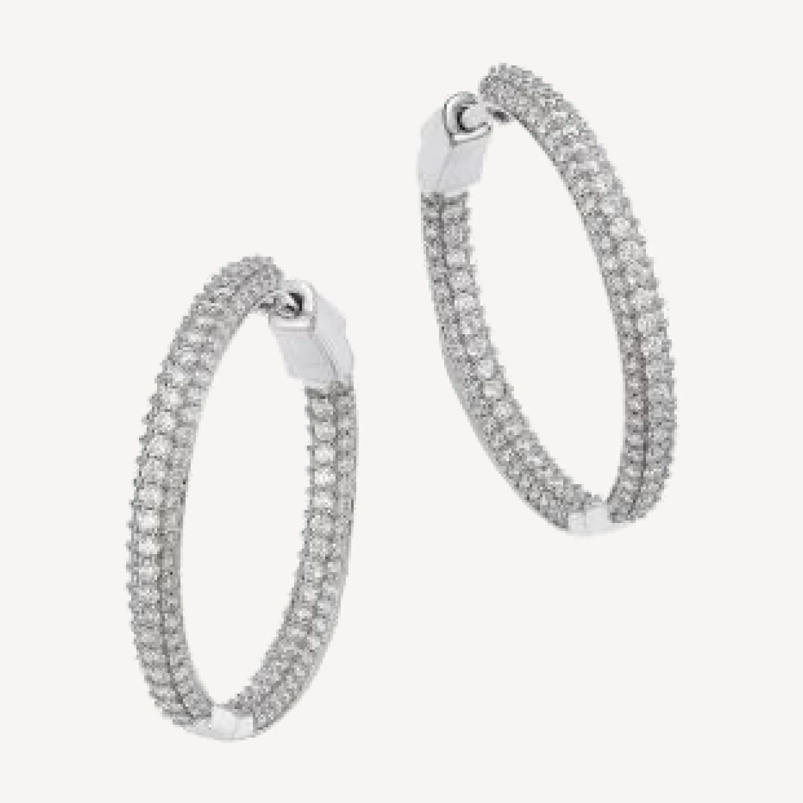 Bloomingdale's Fine Collection Diamond Pave Inside Out Hoop Earrings in 14K White Gold, 2.0 tcw
