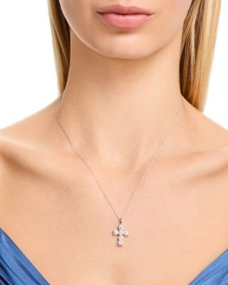 Bloomingdale's Fine Collection Diamond Cross Pendant Necklace in 14K White Gold, 2.0 tcw