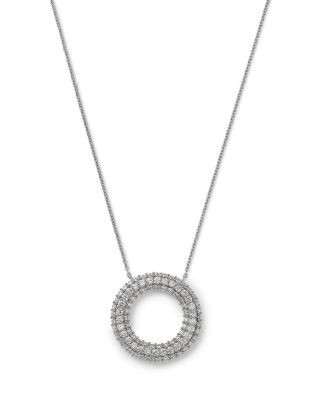 Bloomingdale's Fine Collection Diamond Pave Circle Pendant Necklace in 14K White Gold, 1.25 tcw