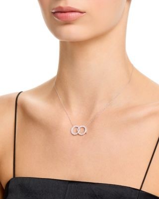 Bloomingdale's Fine Collection Diamond Double Circle Pendant Necklace in 14K White Gold, 1.0 tcw
