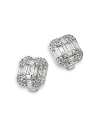 Bloomingdale's Fine Collection Diamond Mosaic Cluster Stud Earrings in 14K White Gold, 1.50 tcw