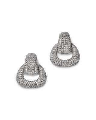 Bloomingdale's Fine Collection Diamond Pave Door Knocker Earrings in 14K White Gold, 1.50 tcw