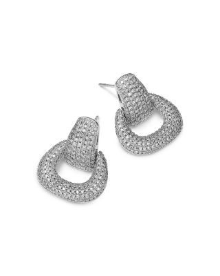 Bloomingdale's Fine Collection Diamond Pave Door Knocker Earrings in 14K White Gold, 1.50 tcw