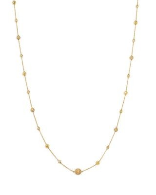 Bloomingdale's Fine Collection Diamond Pave Ball & Bezel Station Necklace in 14K Yellow Gold, 1.0 tcw