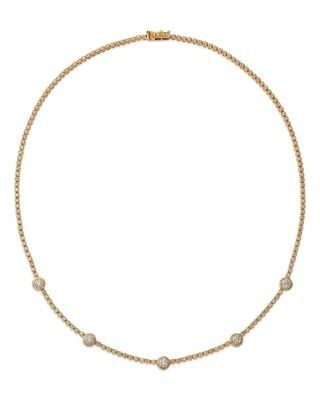 Bloomingdale's Fine Collection Diamond Station Tennis Necklace in 14K Yellow Gold, 3.75 tcw