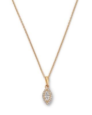 Bloomingdale's Fine Collection Diamond Marquise Shaped Halo Pendant Necklace in 14K Yellow Gold, 0.15 tcw