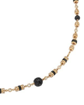 Bloomingdale's Fine Collection Black & White Diamond Pave Station Necklace in 14K Yellow Gold, 3.5 tcw