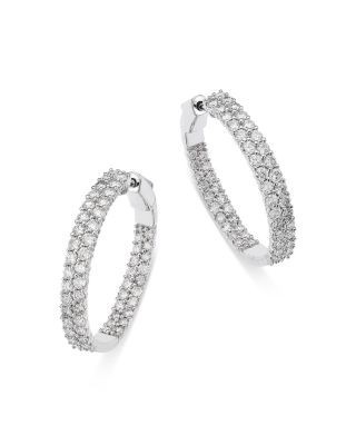 Bloomingdale's Fine Collection Diamond Inside Out Double Hoop Earrings in 14K White Gold, 3.0 tcw