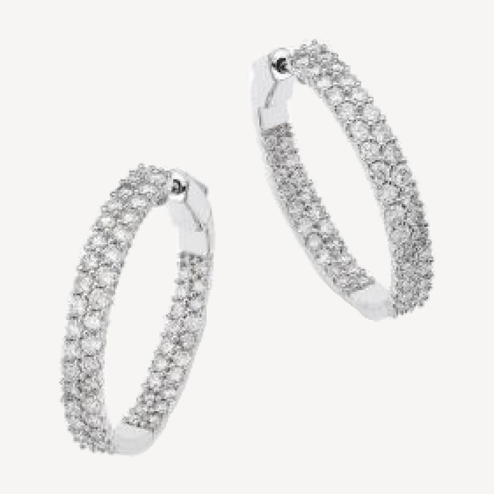 Bloomingdale's Fine Collection Diamond Inside Out Double Hoop Earrings in 14K White Gold, 3.0 tcw