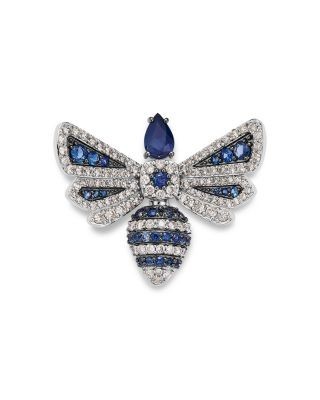 Bloomingdale's Fine Collection Blue Sapphire & Diamond Dragonfly Pin in 14K White Gold