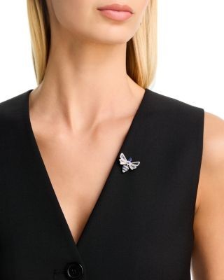 Bloomingdale's Fine Collection Blue Sapphire & Diamond Dragonfly Pin in 14K White Gold