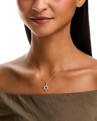 Bloomingdale's Fine Collection Diamond Star of David Pendant Necklace in 14K Gold, 0.25 tcw