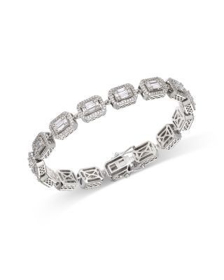Bloomingdale's Fine Collection Diamond Mixed Cut Link Bracelet in 14K White Gold, 3.0 tcw