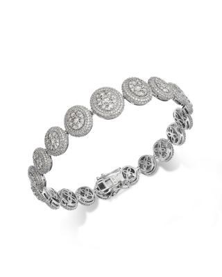 Bloomingdale's Fine Collection Diamond Graduated Pave Cluster Link Bracelet in 14K White Gold, 7 tcw
