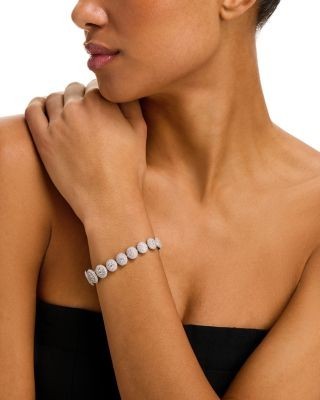 Bloomingdale's Fine Collection Diamond Graduated Pave Cluster Link Bracelet in 14K White Gold, 7 tcw