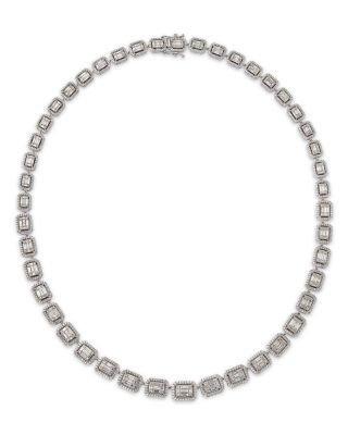 Bloomingdale's Fine Collection Luxe Collection Diamond Mosaic Collar Necklace in 14K White Gold, 8.0 tcw