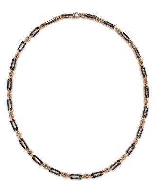 Bloomingdale's Fine Collection Black & White Diamond Paperclip Necklace in 14K Yellow Gold, 5.0 tcw