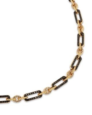 Bloomingdale's Fine Collection Black & White Diamond Paperclip Necklace in 14K Yellow Gold, 5.0 tcw