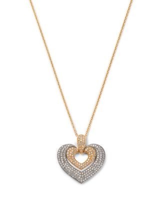 Bloomingdale's Fine Collection Diamond Heart Pendant Necklace in 14K Yellow & White Gold, 1.0 tcw