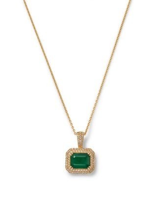 Bloomingdale's Fine Collection Diamond & Emerald Necklace in 14K Yellow Gold, 18