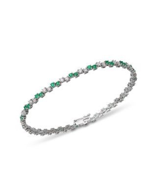 Bloomingdale's Fine Collection Diamond & Emerald Tennis Bracelet in 14K White Gold