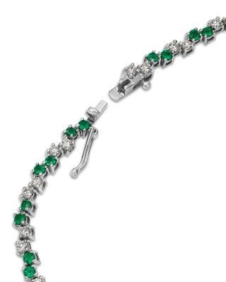 Bloomingdale's Fine Collection Diamond & Emerald Tennis Bracelet in 14K White Gold