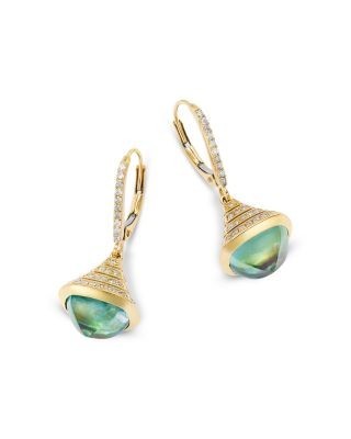 Bloomingdale's Fine Collection Diamond & Peridot Drop Earrings in 14K Yellow Gold, 0.75 tcw
