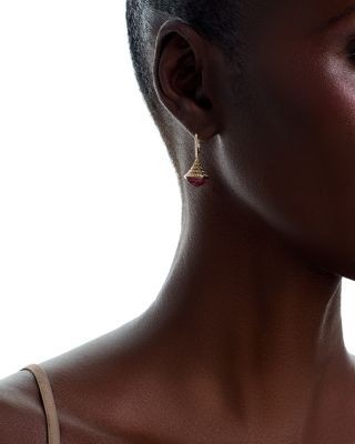 Bloomingdale's Fine Collection Diamond & Pink Topaz Drop Earrings in 14K Yellow Gold, 0.75 tcw