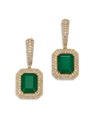 Bloomingdale's Fine Collection Diamond & Emerald Earrings in 14K Yellow Gold