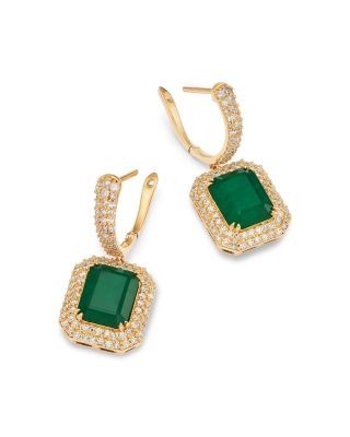 Bloomingdale's Fine Collection Diamond & Emerald Earrings in 14K Yellow Gold