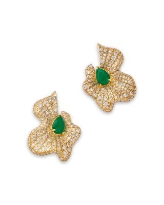 Bloomingdale's Fine Collection Diamond & Emerald Statement Earrings in 14K Yellow Gold