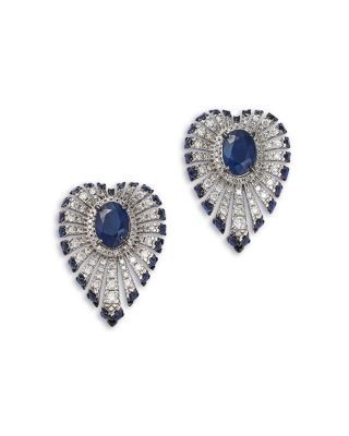 Bloomingdale's Fine Collection Blue Sapphire & Diamond Heart Earrings in 14K White Gold
