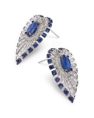 Bloomingdale's Fine Collection Blue Sapphire & Diamond Heart Earrings in 14K White Gold