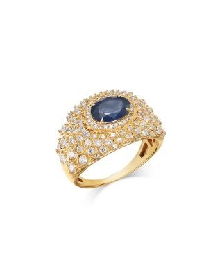 Bloomingdale's Fine Collection Diamond & Sapphire Statement Ring in 14K Yellow Gold