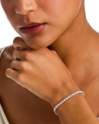 Bloomingdale's Fine Collection Luxe Collection Diamond Four Prong Tennis Bracelet in 14K White Gold, 10.0 tcw