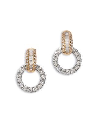 Bloomingdale's Fine Collection Diamond Mixed Cut Doorknocker Drop Earrings in 14K Yellow & White Gold, 1.5 tcw