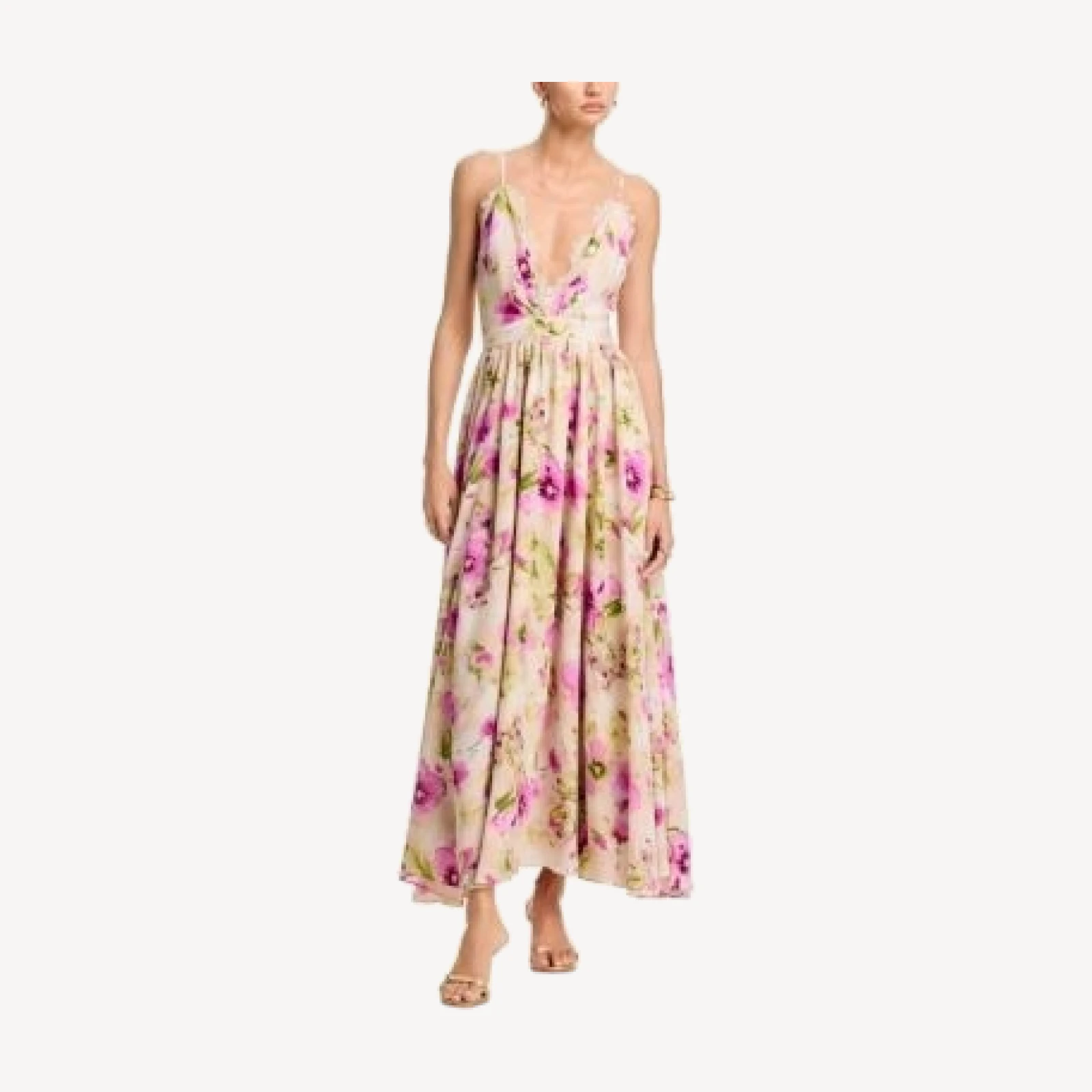 Aqua Floral Lace Trim Maxi Dress - Exclusive