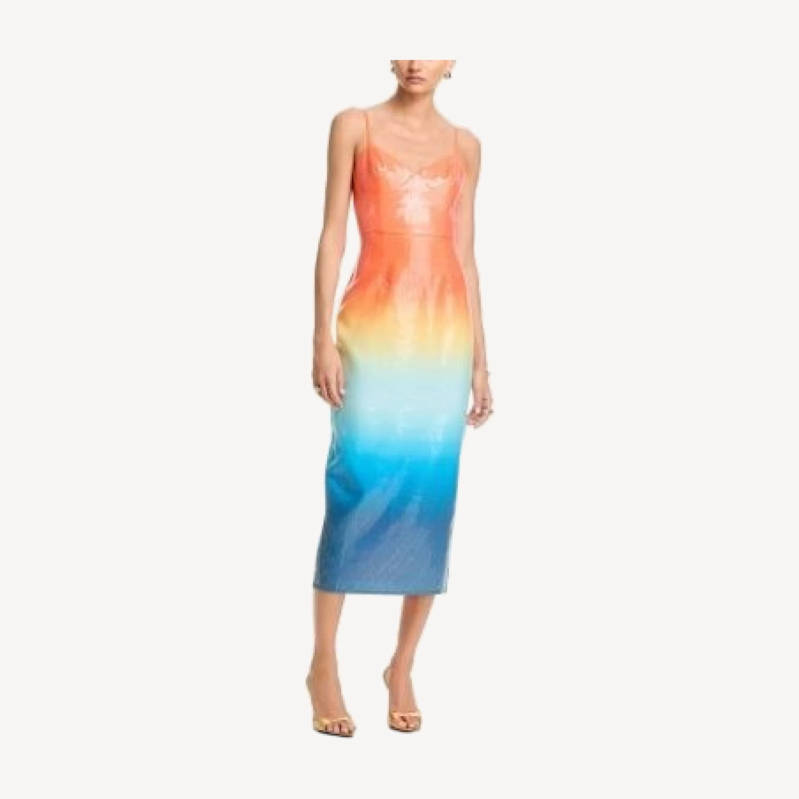 Aqua Sunset Ombre Clear Sequin Midi Dress - Exclusive