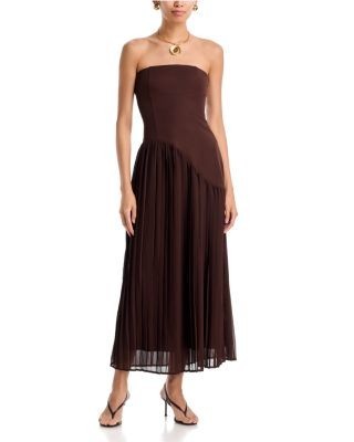 Aqua Strapless Curved Seam Maxi Dress - Exclusive