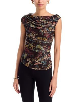 Aqua Draped Mesh Sleeveless Top - Exclusive